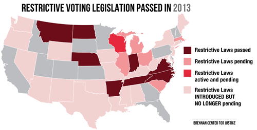 Map: Restrictive Voting Legislation