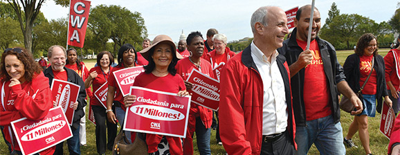 CWAers, including Larry Cohen, CWA President