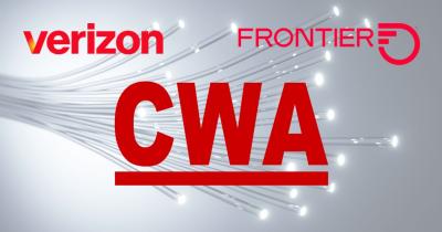 Verizon, Frontier Telecommunication, and CWA Logos