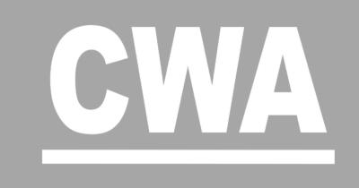 White letters CWA on a grey background