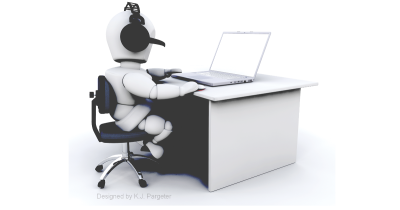 graphic design of a robot giving phone support