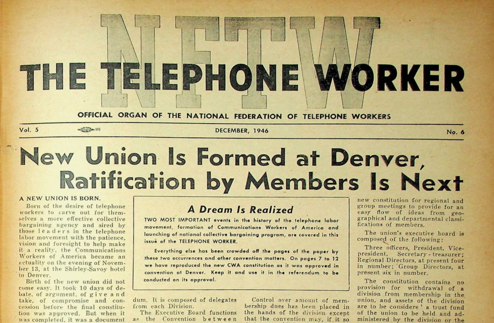 1946 Telephone Worker Front Page