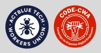logos for ActBlue Tech Union and CODE-CWA
