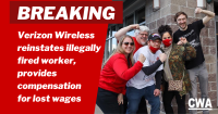 Verizon reinstates illegally fired worker
