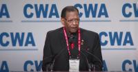 CWA President Claude Cummings Jr. addressing the 79th CWA Convention
