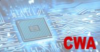 Photo of a semiconductor with initials C W A overlaid.