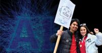 two CWA members rally against the use of artificial intelligence