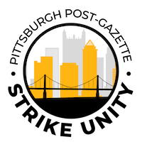 Pittsburgh Post Gazette Strike Unity Logo with Pittsburgh Skyline