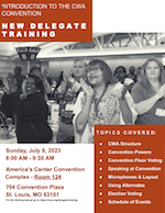 CWA New Delegate Training Flyer Image