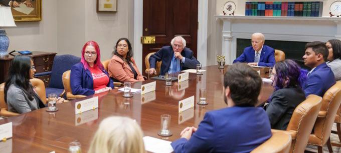 CODE-CWA members meet with President Biden and Bernie Sanders at the White House
