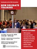 Flyer advertising training at the 2025 CWA Convention.