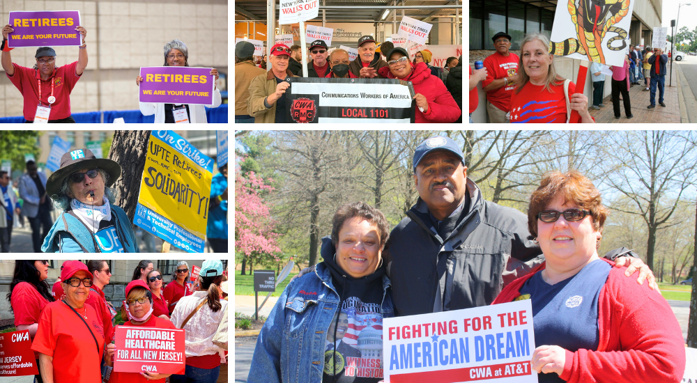 A collage of photos of CWA retirees in action!