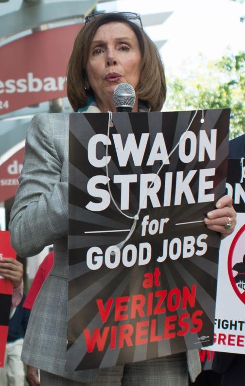 Rep. Nancy Pelosi at CWA Verizon Picket May 2016