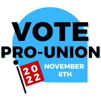 A graphic that says Vote Pro-Union November 8, 2022